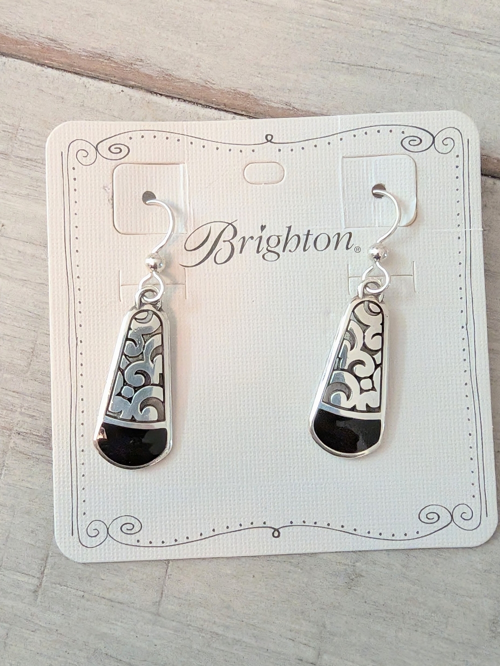 Brighton Catania French Wire Earrings in silver and black
